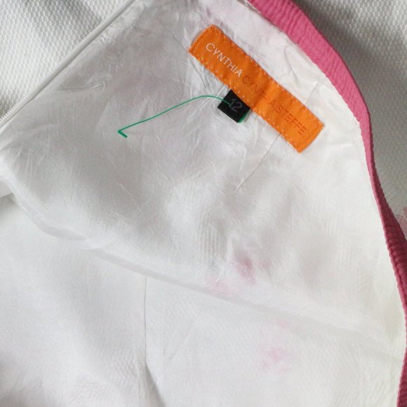 CYNTHIA STEFFE White/Pink Floral A- Line Midi Skirt Sz 12 - Picture 5 of 10